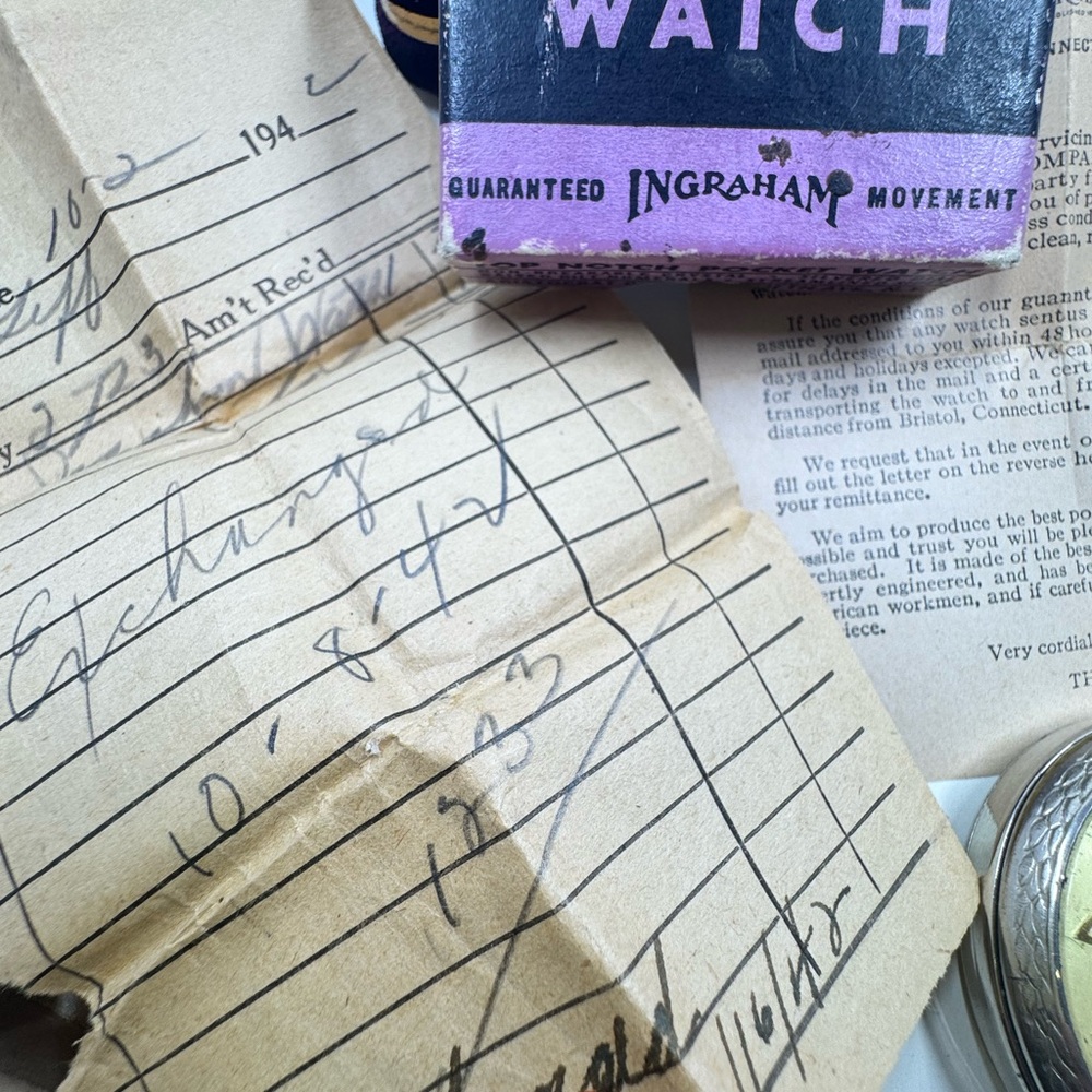 Vintage Ingram Pocket Watch w/ original box & Certificate - Picture 6 of 7